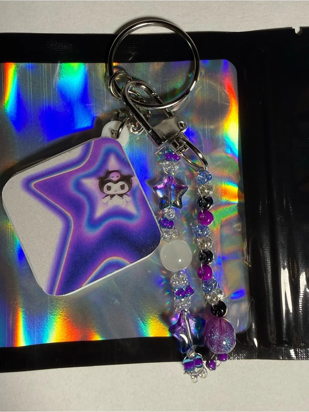 Purple Star Bead Keychain Charm - Women Accessories